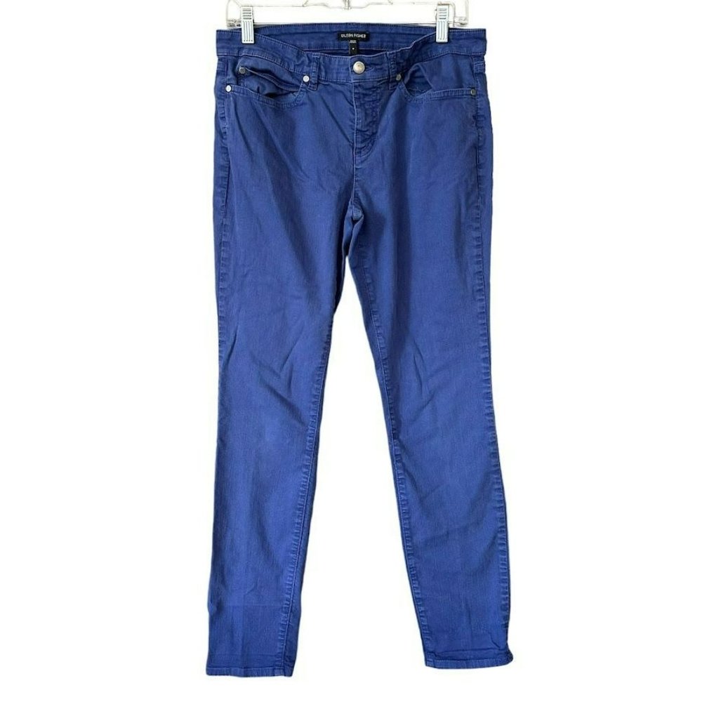 Eileen Fisher Royal Blue Mid Rise Skinny Jeans Womens‎ 8